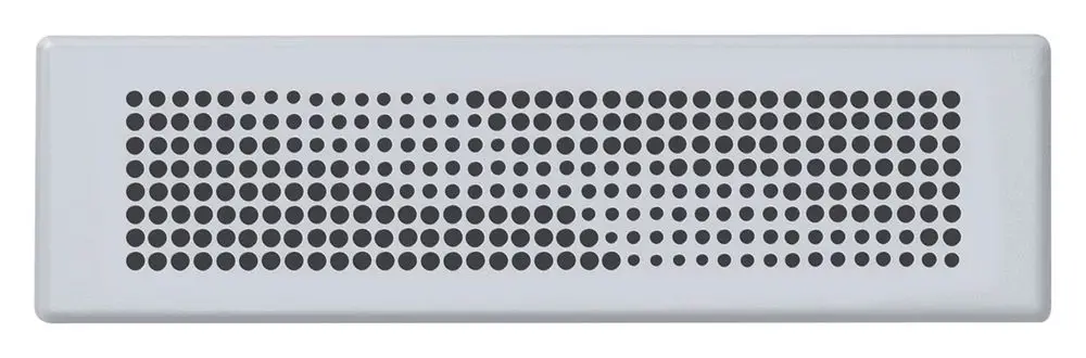 Rechteckige Abdeckblende in weiß mit punktemuster, geeignet für Vaillant-Produkte, montierbar an Heizkörpern oder anderen Geräten zur Abdeckung von Anschlussstellen.